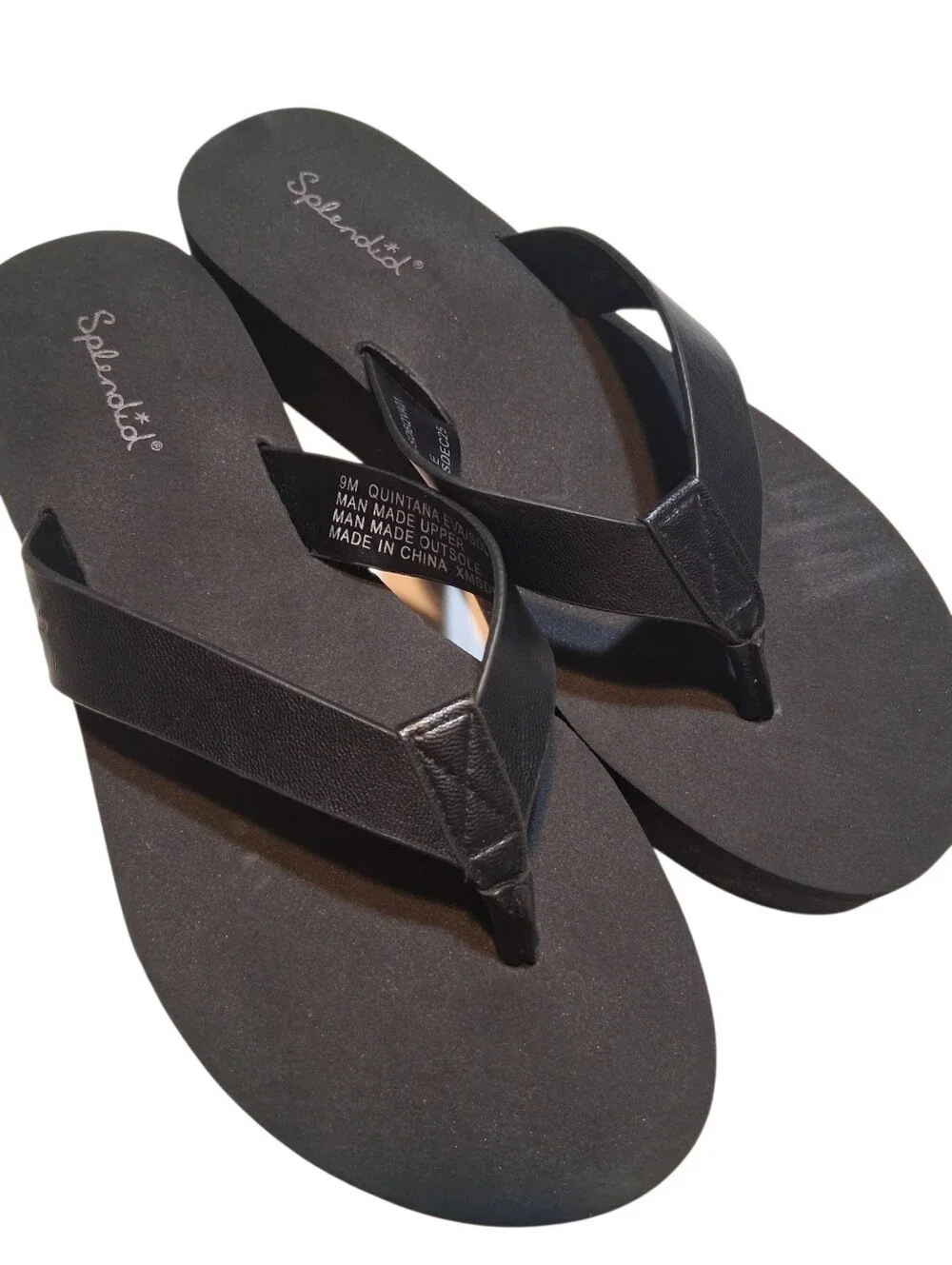 Splendid Black Platform Sandals Thong Women's Size 9M Y2K Beach Retro Resortwear